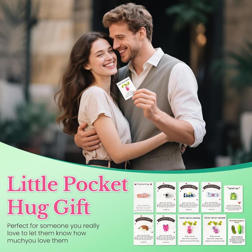 Pocket Hug 10 Sets, DIY Cute Mini Encouragement Gifts with Cute Resin Tokens Inspirational Thinking of You Keepsake Long Distance Friendship Appreciation Gifts for Friends Family Coworkers B0F1SNXLSH