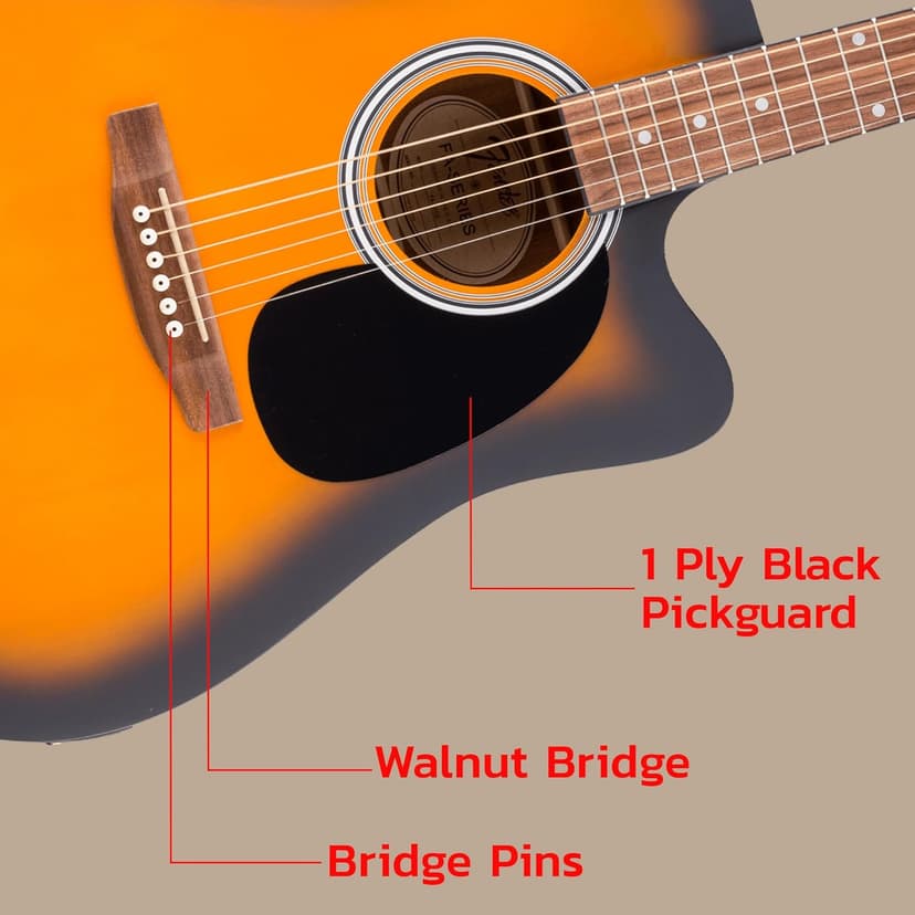 Fender FA Series Dreadnought Acoustic-Electric Guitar - 2-Color Sunburst Bundle with Gig Bag, Strings, Picks, and Austin Bazaar Instructional DVD