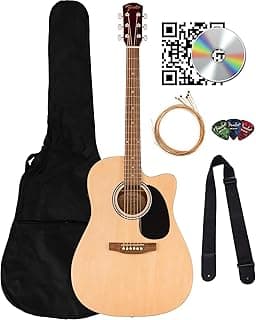 Fender FA Series Dreadnought Acoustic-Electric Guitar - Natural Bundle with Gig Bag, Strap, Strings, Picks, and Austin Bazaar Instructional DVD
