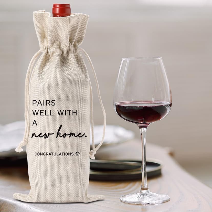 Housewarming Gift Realtor Closing Present for Home Buyers, 750ml Drawstring Wine Bottle Bag Housewarming House Warming Gifts New Home Wine Bag Gift for New Homeowners B0FVXJ488R