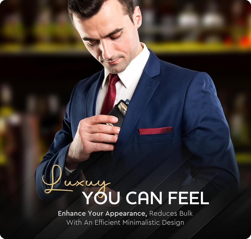 Claasico Money Clip Leather Wallet For Men Slim Front Pocket RFID Blocking with Super Strong Magnetic