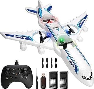 Rc Drone Remote Control Airplane -2.4GHz Foam V17 Jet Fighter Stunt,360° Drop-Resistant Stunt Spin Remote & Light RC Airplane with 2 Batteries for Kids Boys Girls (White)