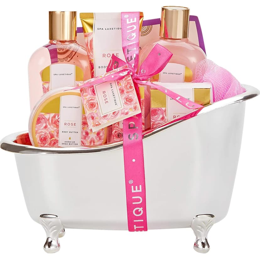 spa luxetique Gift Set For Women, Bath Sets for Women Gift, 8 Pcs Rose Spa Basket Includes Bubble Bath, Shower Gel, Body Lotion, Birthday Spa Gifts, Mother‘s Day Gifts for Mom, Christmas Gifts for Her
