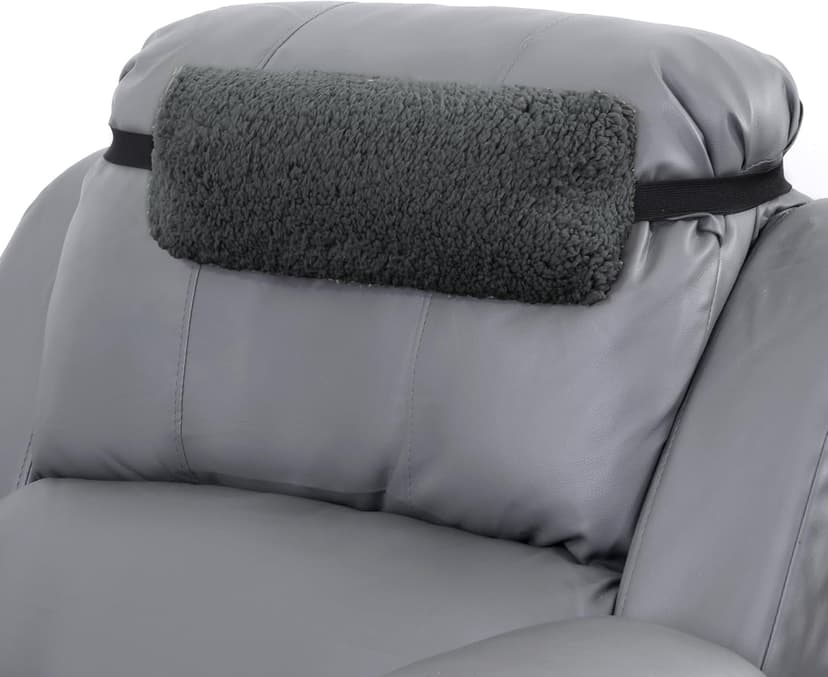 HOMBYS Sherpa Fleece Lumbar Support Pillow with Headrest for Recliner,Memory Foam Recliner Chair Cushion for Back Pain,Big High Back Support for Recliner with Chair Headrest for Elderly (Grey)