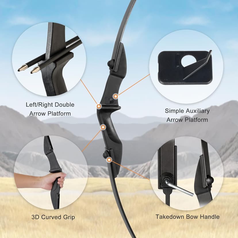 Recurve Bow and Arrow Set，Takedown Recurve Bows Archery for Adults Left and Right Hands 40lbs Archery Set
