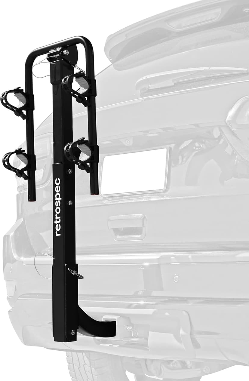 Retrospec Lenox 2-5 - Bike Hitch Rack for Cars, Trucks, SUVs with 2” Hitch | Foldable Steel Frame with Anti-Rattle Adapter, Tie Down Cradles and Straps - Fits Most Frames