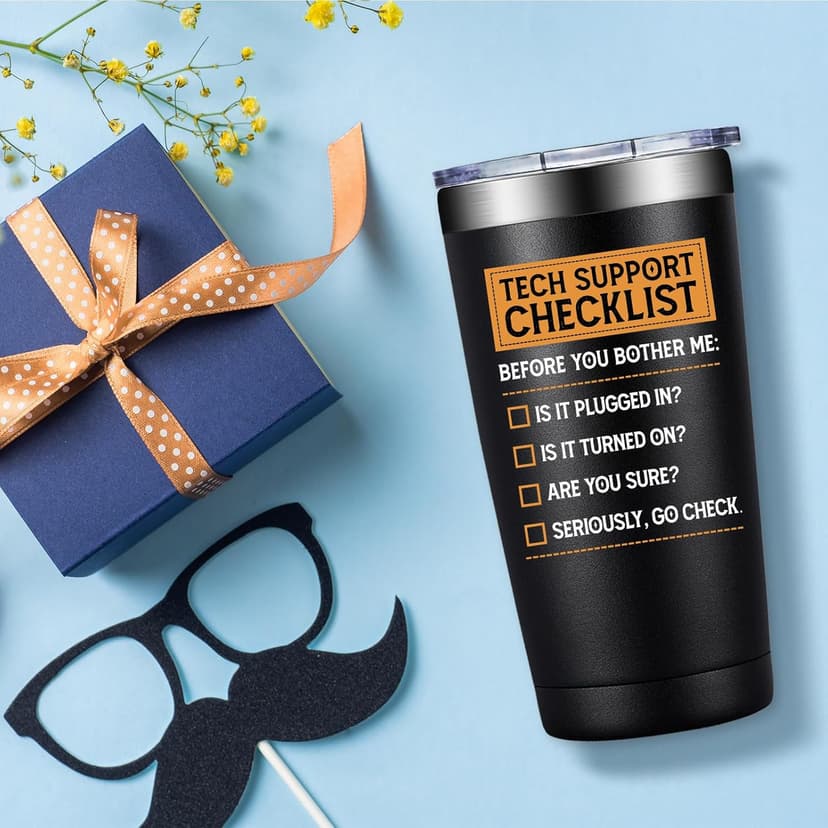 Tech Gifts for Men - Tech Support Checklist - Technical Gifts for Dad, Technician, Programmer, Techs Lover - 20oz Tumbler