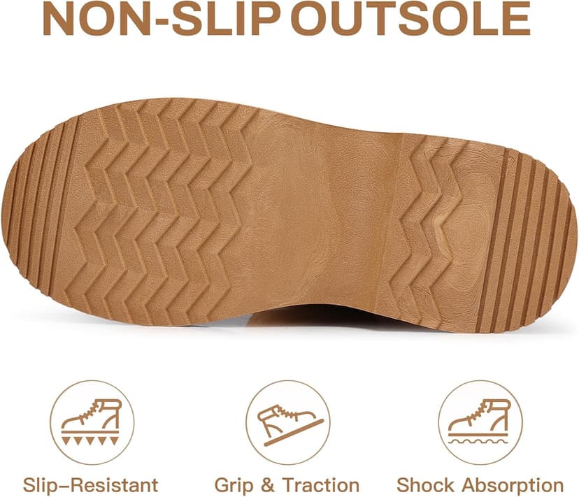 SHIBEVER Women's Snow Boots Winter: Suede Fur Lined Waterproof Anti-Slip Furry Platform Women Ankle Snow Boots