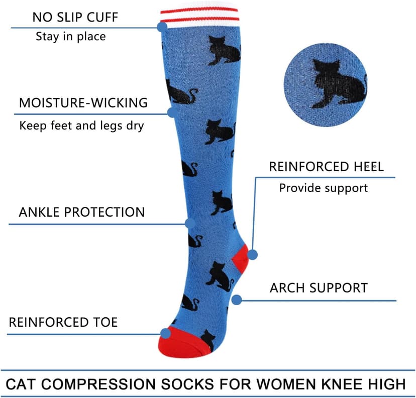 Running Athletic Nurses Work Support Travel Flight Sports Junely 3 Pairs Compression Socks for Women Knee High Stockings B09R7RT9X9