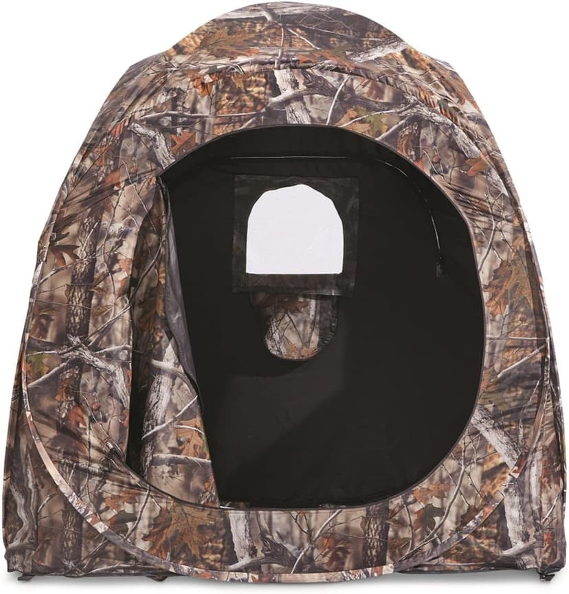 HuntRite Deluxe 4-Panel Spring Steel Hunting Blind; 2 Person Ground Tent for Deer and Turkey Season