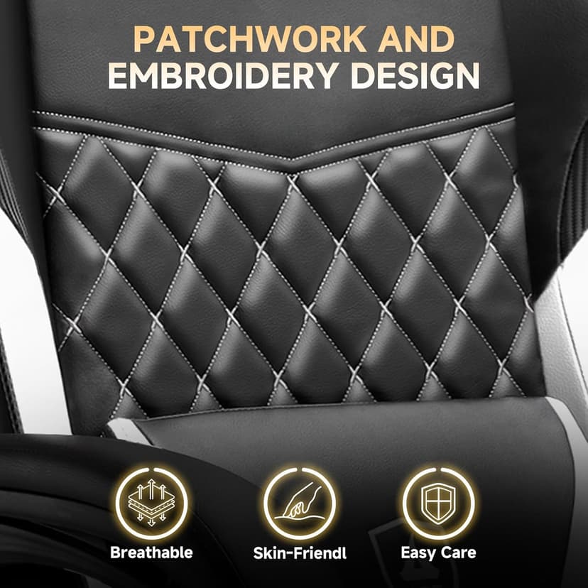 GTPLAYER Gaming Chair, High Back Leather Computer Gaming Chair with Footrest, Ergonomic Height Adjustable Office Chair with Removable Cover and Lumbar Support for Gaming and Work (WT)