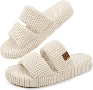 Dual-Strap Slide Sandals, Comfortable Cushioning , Lightweight Non-Slip Sole, Home Bedroom, Birthday Gift, Machine Washable LongBay Slippers for Women Memory Foam Open Toe Indoor House Shoes Gifts B0DP277YRM