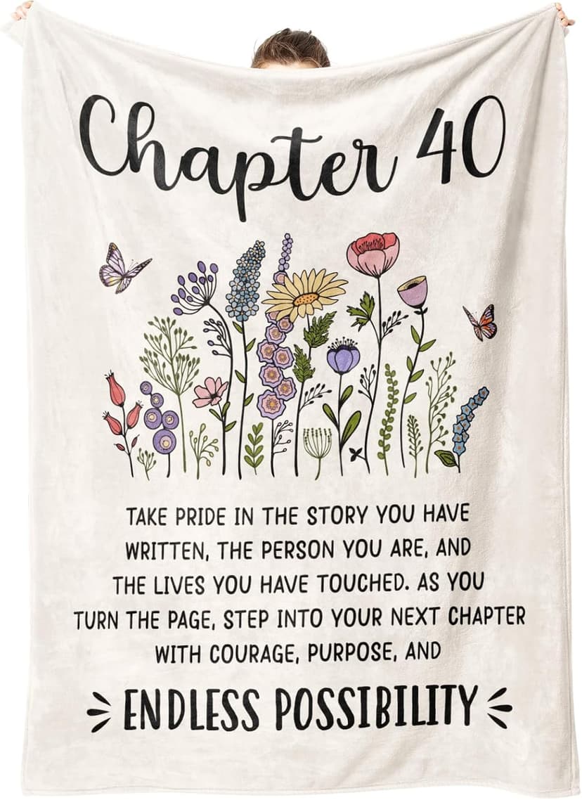 40 Year Old Birthday Gifts for Women, Friend, Sister, Mom, 1986 Bday Gift, Turning 40 Throw Blankets 50'' x 60'' Afterprints 40th Birthday Gifts Women, Chapter 40 Blanket Gift for Her B0F9W9BDSL