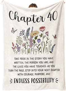 40 Year Old Birthday Gifts for Women, Friend, Sister, Mom, 1986 Bday Gift, Turning 40 Throw Blankets 50'' x 60'' Afterprints 40th Birthday Gifts Women, Chapter 40 Blanket Gift for Her B0F9W9BDSL