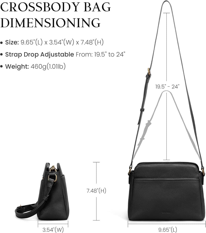 befen Anti-theft Crossbody Bag for Women Geniune Leather, Small Cross Body Shoulder Handbags with RFID Card Slots