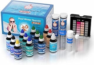 9 Way Pool Test Kit - Hot Tub and Spa Water Chemical Test Kit for pH & Total Chlorine & Free Chlorine & Bromine & Total Alkalinity & Calcium Hardness & Cyanuric Acid & Copper & Phosphate