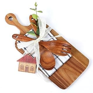 The Perfect Housewarming Gift! Wooden Cutting Boards Set with Utensils & Napkin - Charcuterie, Cheese, Serving Tray for New Home, Kitchen Decor B0GFL2Y7QD