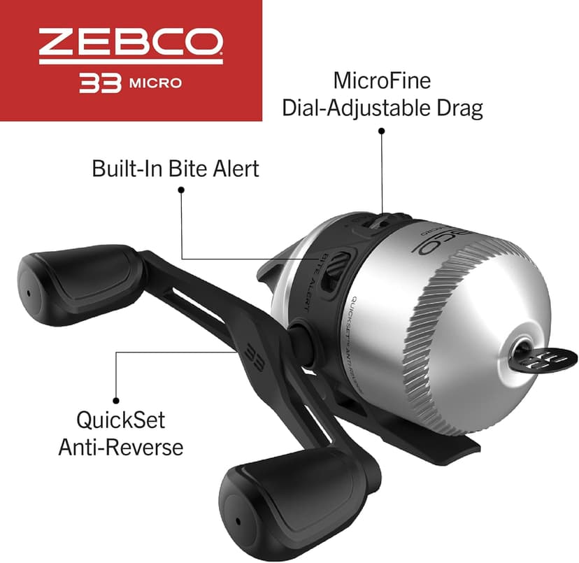 Zebco 33 Micro Spincast Reel and 2-Piece Fishing Rod Combo, 4.5-Foot Rod with Bonus Tackle Pack, QuickSet Anti-Reverse Fishing Reel with Bite Alert