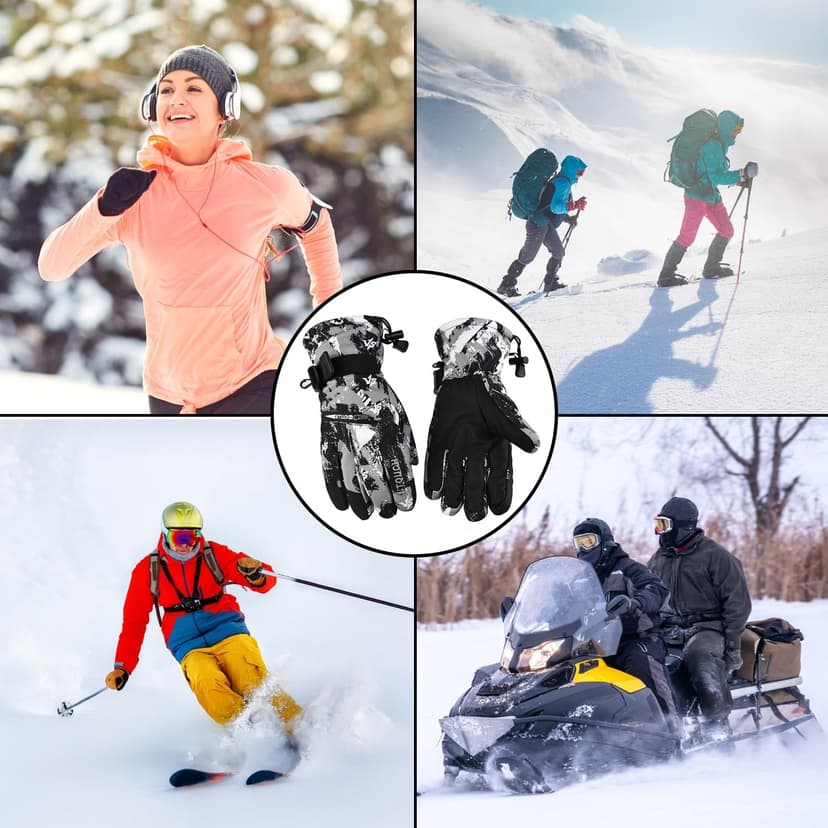 VZVXDW Winter Gloves, Waterproof Thermal Touchscreen Ski Glove, Suit for Ski, Cycling, Hiking, Driving, Typing, Freezer Work