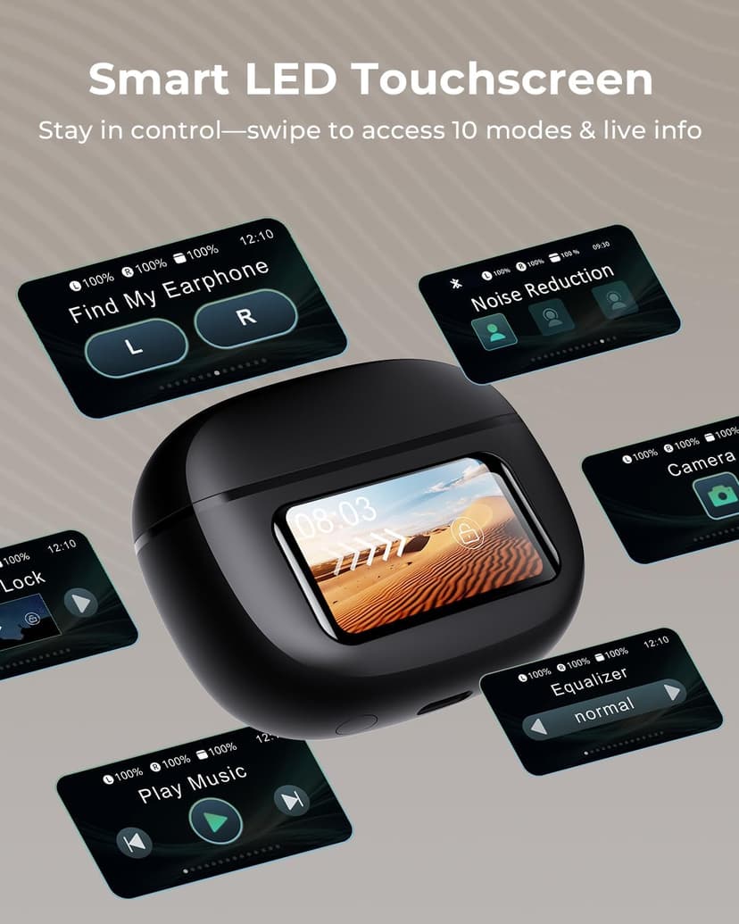 Wireless Earbuds, Ear Buds Active Noise Cancelling with Charging Case, 6.0 Bluetooth Earbuds with AI Clear Calls, 40H Playtime for Sports & Working, Stereo Sound Headphones for iPhone/Android- Black