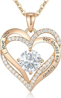 CDE Forever Love Heart Necklaces for Women, Wedding Anniversary, Birthday Mothers Day Gifts for Mom, Mother, Wife, Girlfriend, S925 Silver Jewelry with Birthstone Pendant
