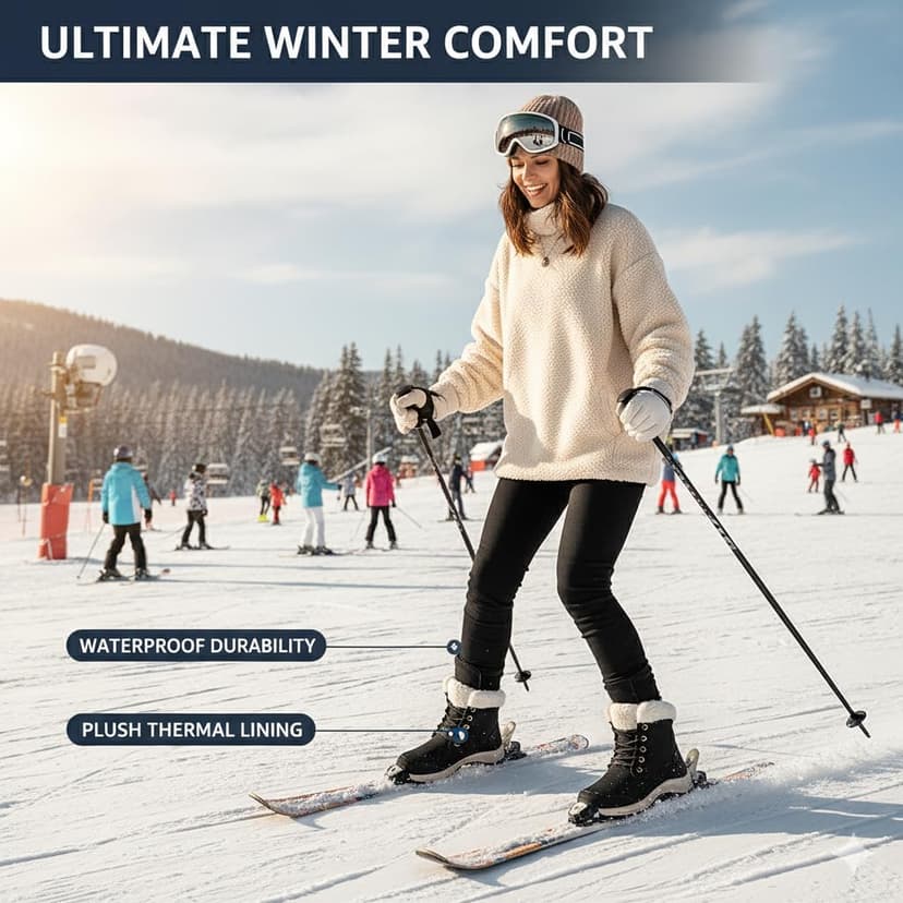 KVOW Women's Waterproof Insulated Winter Hiking Boots,Cute Snow Boots for Women Warm Comfortable Anti-Slip Ankle Boots for Outdoor Work,Walking & Cold Weather