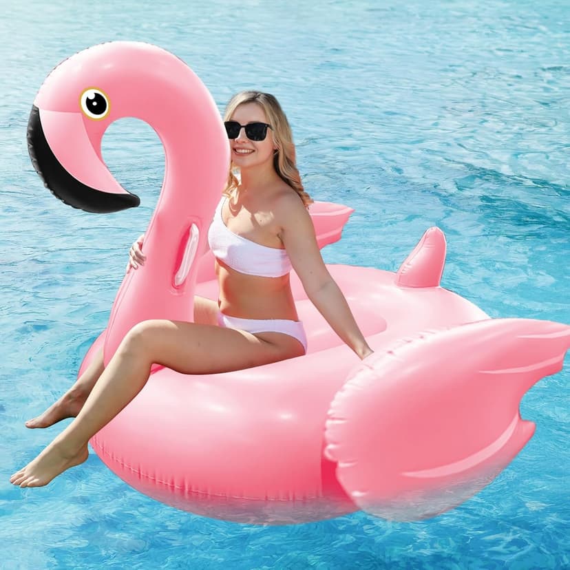 TURNMEON Giant Flamingo Pool Float, Inflatable Summer Beach Swimming Raft Lounge Ride-on Water Pool Floatie for Adults Kids Lake Beach Float Pool Party Toys, Flamingo/Unicorn
