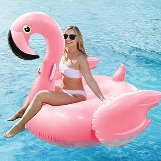 TURNMEON Giant Flamingo Pool Float, Inflatable Summer Beach Swimming Raft Lounge Ride-on Water Pool Floatie for Adults Kids Lake Beach Float Pool Party Toys, Flamingo/Unicorn