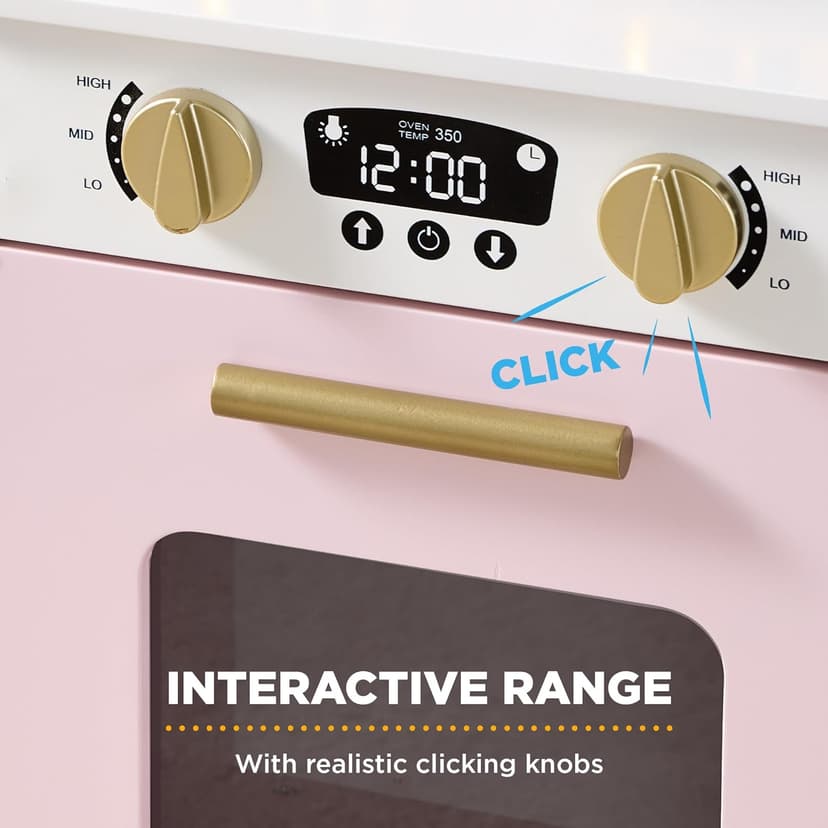 Best Choice Products Toddler Kitchen Playset, Wooden Cottage Kids Play Kitchen with 5 Accessories, Toy Storage, Scalloped Edge, and Pretend Play Microwave, Oven, Clicking Knobs - Pink