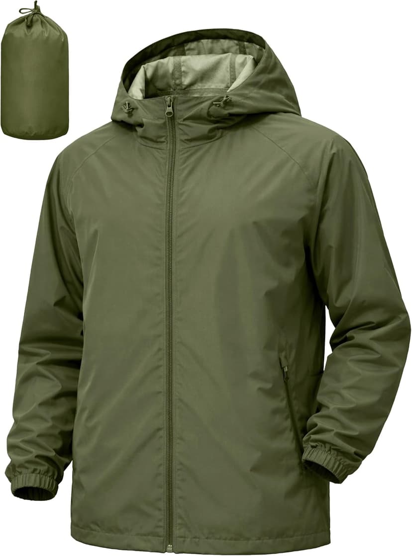 UIQUR Men's Rain Jacket Windbreaker Waterproof Jacket Raincoat Cycling Running Hiking Gear Hood Lightweight Packable