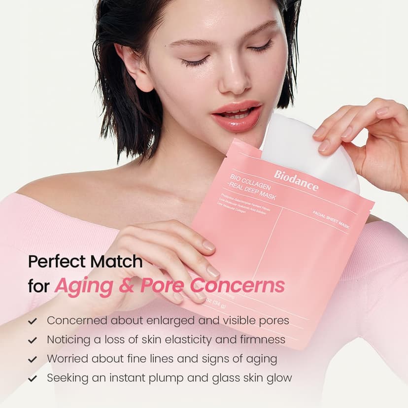BIODANCE Bio-Collagen Real Deep Mask, Hydrating Overnight Hydrogel Face Mask, Pore Minimizing, Elasticity, Plumping, Travel Essentials & Self Care Gifts for Women, Korean Skin Care | 1.19oz(34g) x 4ea B0B2RM68G2