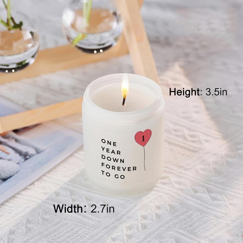 One Year, 1st, 1 Year, First Anniversary Candle Gifts for Him Her Couple- Best Happy Paper Anniversary Girlfriend Boyfriend Wife Husband Romantic Gift