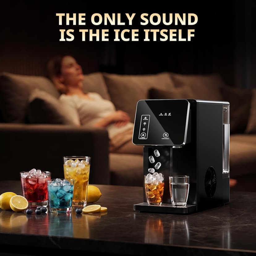 Cowsar 2-in-1 Countertop Ice Maker with Water Dispenser, 26lbs/24H, Fast 9 Ice in 8 Mins, 2 Sizes of Bullet Ice Machine with 3.3L Removable Water Tank for Home, Kitchen,Office