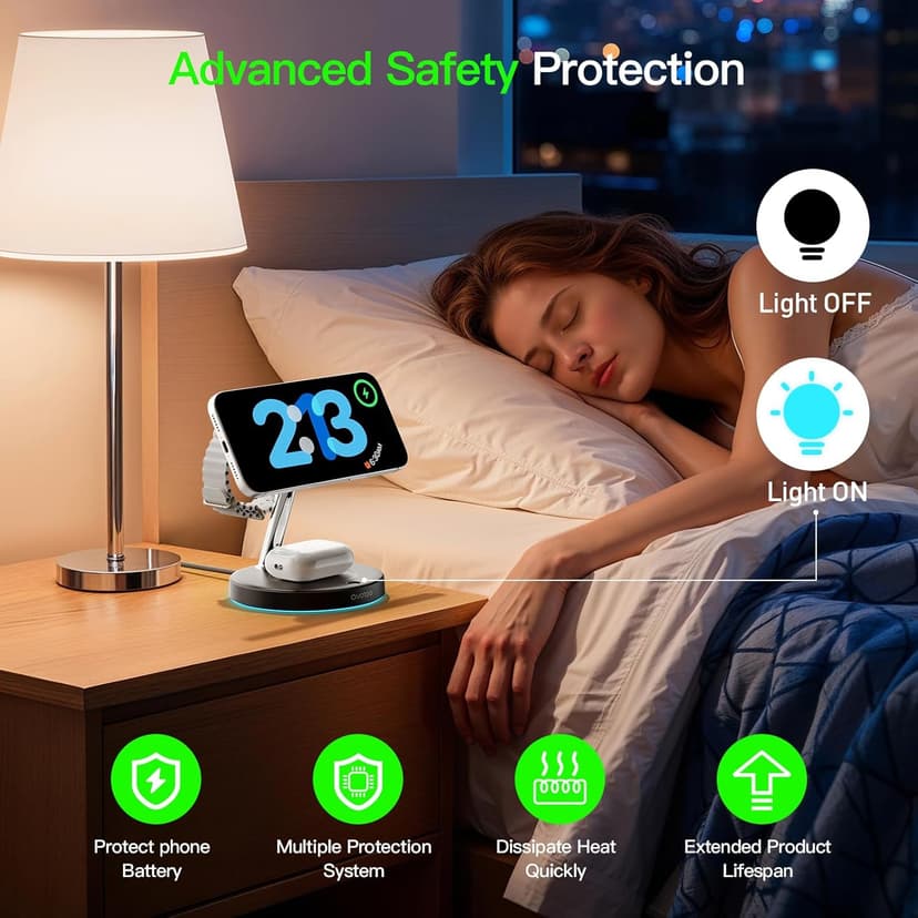 2026 3 in 1 Charging Station for Apple Compatible with Magsafe Charger Stand for iPhone 17 16 15 14 13 12 Wireless Charging Station for AirPods Wireless Charger for iWatch Series