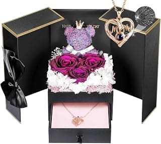 ADDWel Meaningful Gifts for Mom from Daughter Son, Preserved Purple Rose Gift Box with MOM Necklace, I Love You Necklace in 100 Languages, Mother’s Day Birthday Gifts for Mom B0BZ7SWYTH