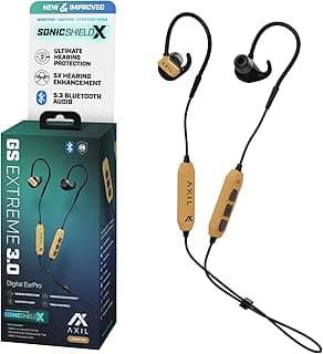 AXIL GS Extreme 3.0 Shooting Ear Protection – Desert Tan - Hearing Enhancement & Noise Isolation Bluetooth Earbuds – 5X Hearing Protection for Shooting, Travel, Work and Concerts