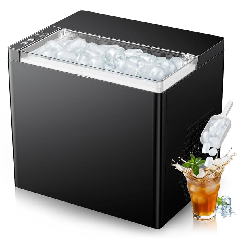 Ice Makers Countertop, 9 Ice Cubes in 6 Mins Portable Ice Maker, 2 Sizes of Bullet Ice (S/L) Small Ice Machine for Home Kitchen Camping (Onyx)