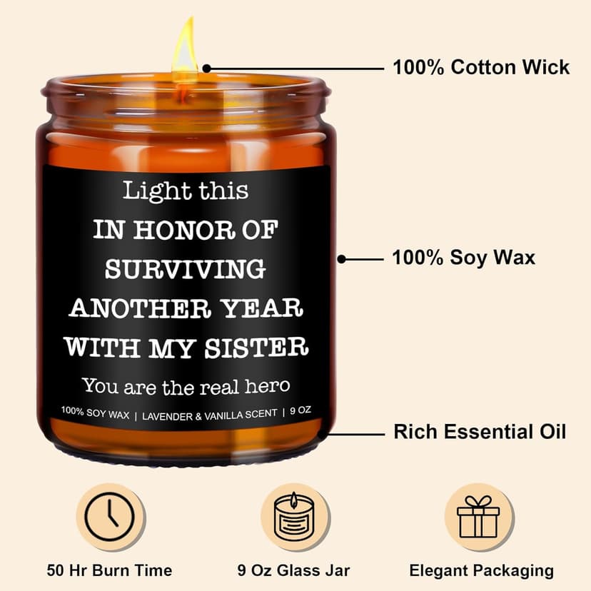 Funny Scented Candle - Brother in Law Gifts, Christmas, Stocking Stuffers, Birthday, Cool Gifts for Brother in Law, Best BIL - 9 oz Jar Candle, Soy Wax