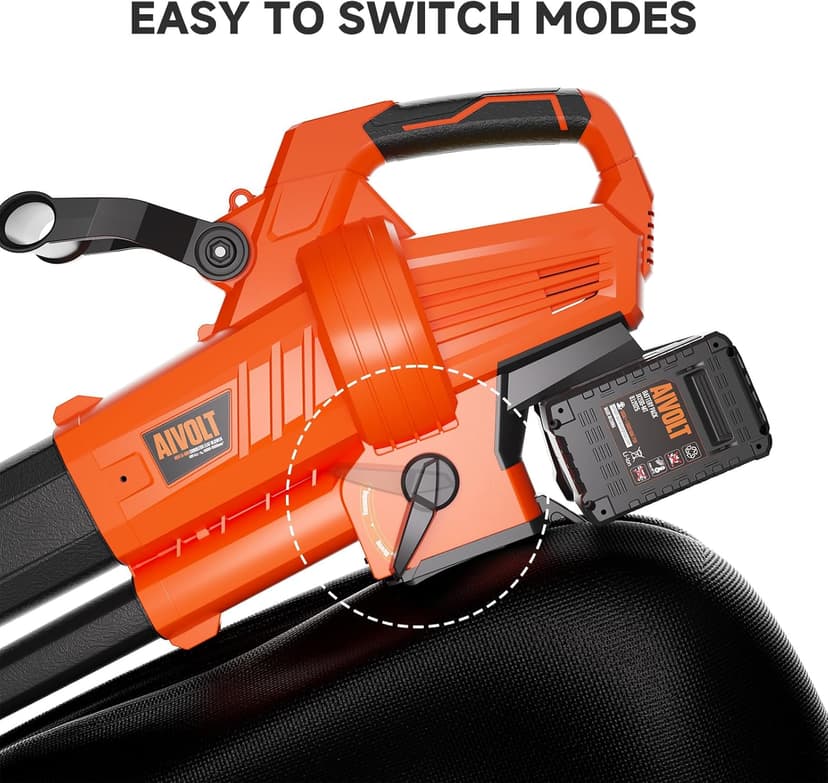 AIVOLT Brushless Leaf Blower Vacuum Mulcher 40V, Cordless Leaf Vacuum with 40L Bag, Turbo Power, 2x4.0Ah Batteries & Charger, 3-in-1 for Lawn Care, Patio Cleaning