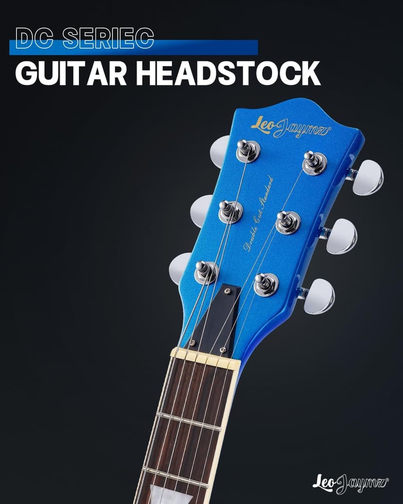 Leo Jaymz 39 Inch Solid Body Electric Guitar - Poplar Wood Body，Maple Neck and Laurel Wood Fretboard (Navy Blue)