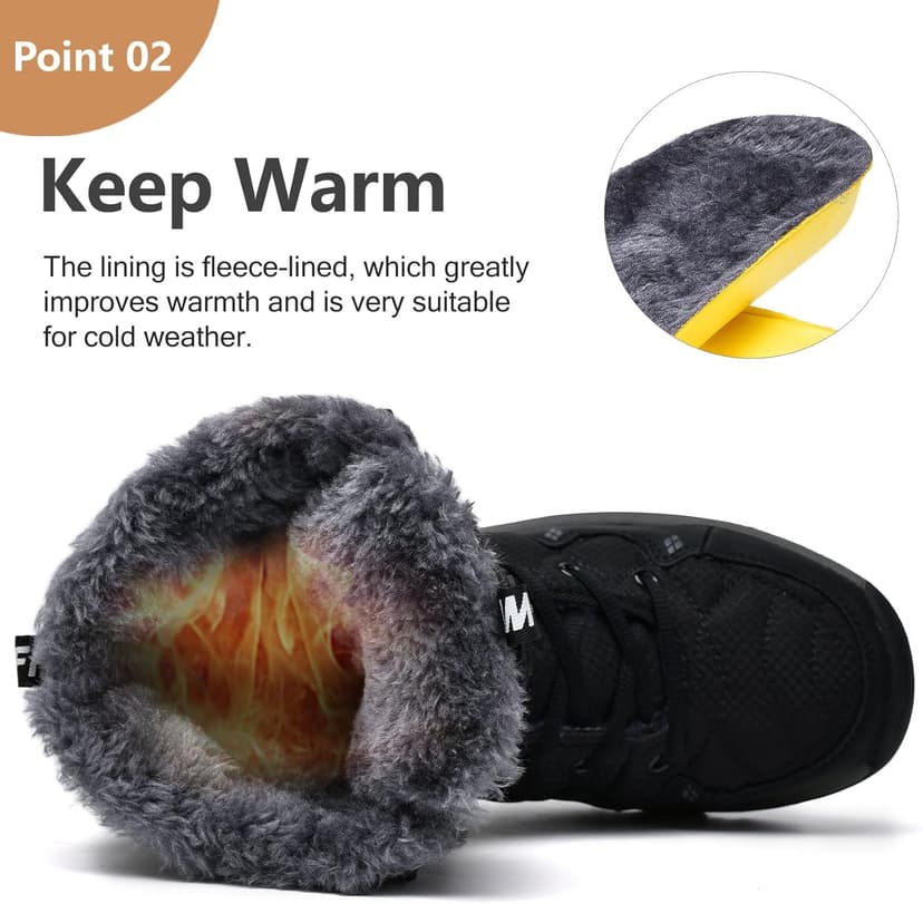 TRAILBLITZ Men's Winter Snow Boots Water Resistant Non Slip Warm Outdoor Lightweight Comfortable Durable 7.1 IN Height Hiking Shoes