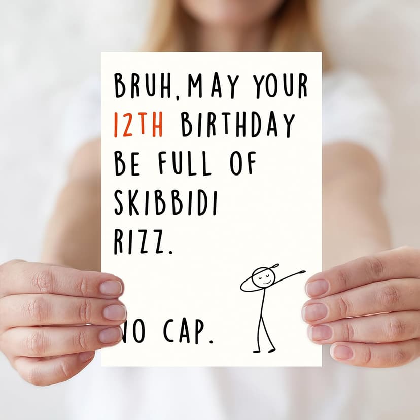 12 Year Old Birthday Gifts & Decorations for Boys Girls Nephew Niece with Gen Z Slang Meme-Inspired Design IDU 12th Birthday Card for Boys Girls Son Daughter B0GKY1X1JJ