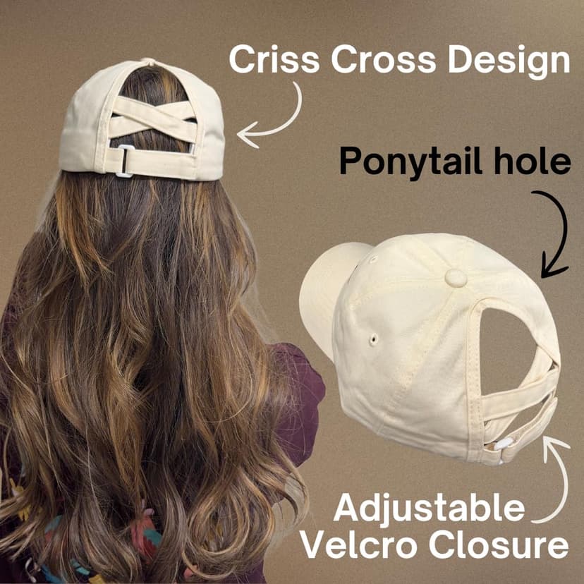 in My Mom Era Hat - Beige Baseball Cap for Moms, High Ponytail Hole, Minimalist Design, Mothers & New Mom Gifts