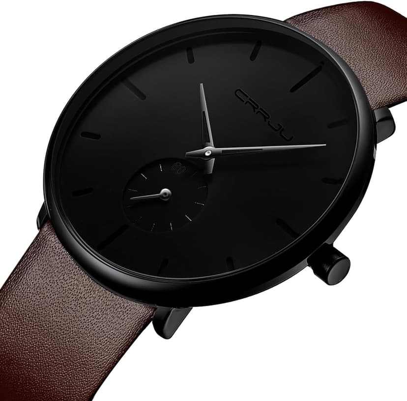 FIZILI Mens Watches Ultra-Thin Minimalist Waterproof-Fashion Wrist Watch for Men Unisex Dress with Leather Band