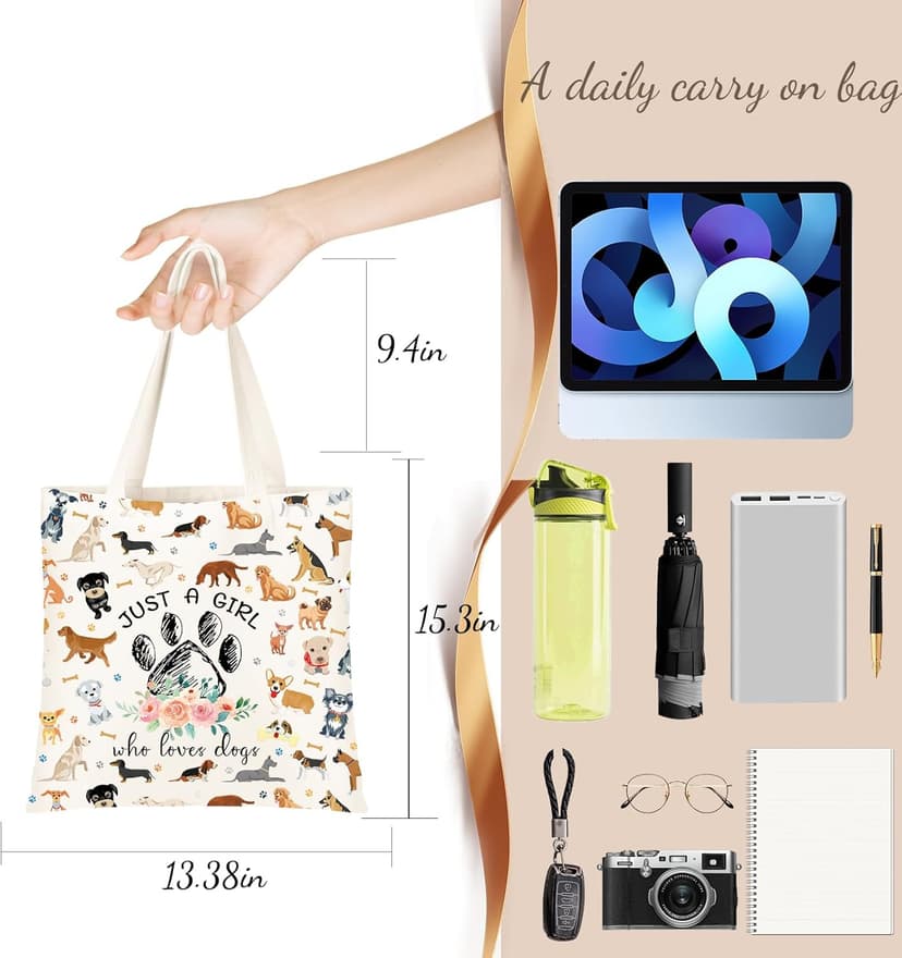Cute Gifts for Dog Lover, Dog mom Gift Reusable Grocery Beach Shopping Bag for Women, Birthday Gift for Mom Daughter Friends Sisters Who Loves Dogs