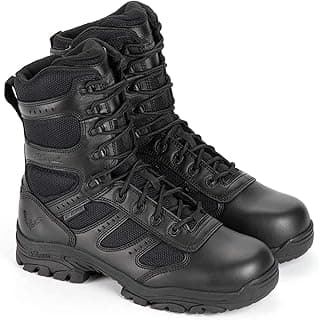 Thorogood Deuce 8” Waterproof Side-Zip Black Tactical Boots for Men and Women with Composite Safety Toe, Full-Grain Leather, and Slip-Resistant Outsole; BBP & Rated