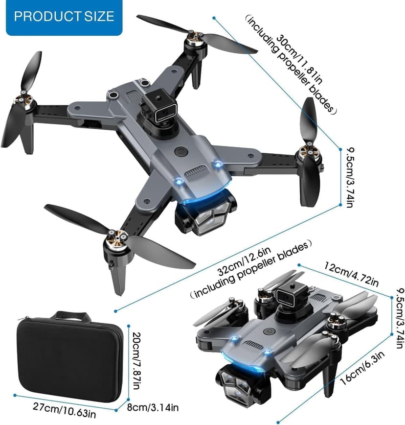 4K Drone with Camera for Adults, FPV Foldable Quadcopter with 4.3" Screen Remote Controller, Brushless Motor,Obstacle Avoidance,Under 249g,One-Key Takeoff & Auto Follow,2Batteries,Portable HD Drone