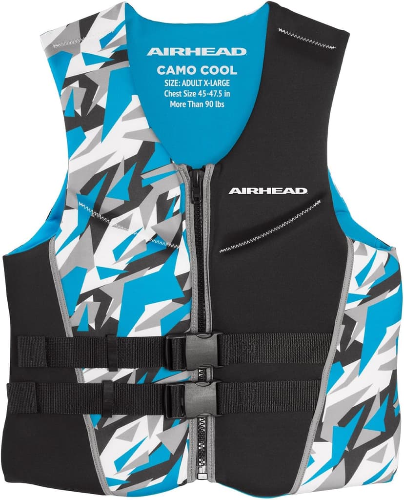 Airhead CAMO Cool Kwik-Dry Neolite Flex Life Jacket for Adults - USCG Approved Life Vest for Women & Men, Lightweight Flexible Watersports Vest for Boating, Wakeboarding, Kayaking & Jet Skiing