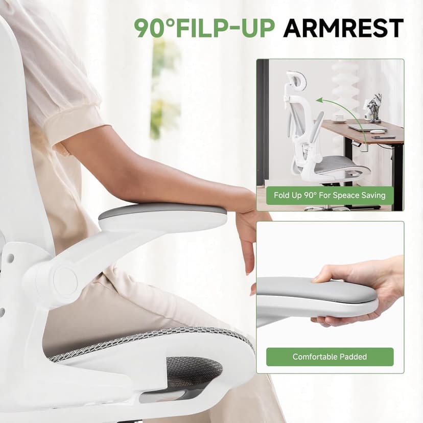 GTPLAYER Office Chair, Home Ergonomic Desk Chair with High Back Mesh, Mesh Office Computer Desk Chairs with Adjustable Lumbar Support, Rolling Work Swivel Task Chairs with 3D Armrests and Headrest