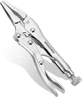 WORKPRO 4-1/2 inch Mini Long Nose Locking Pliers, Chromium-Vanadium Steel Locking Pliers, Locking Adjustable Vise Grips for Clamping Twisting Welding